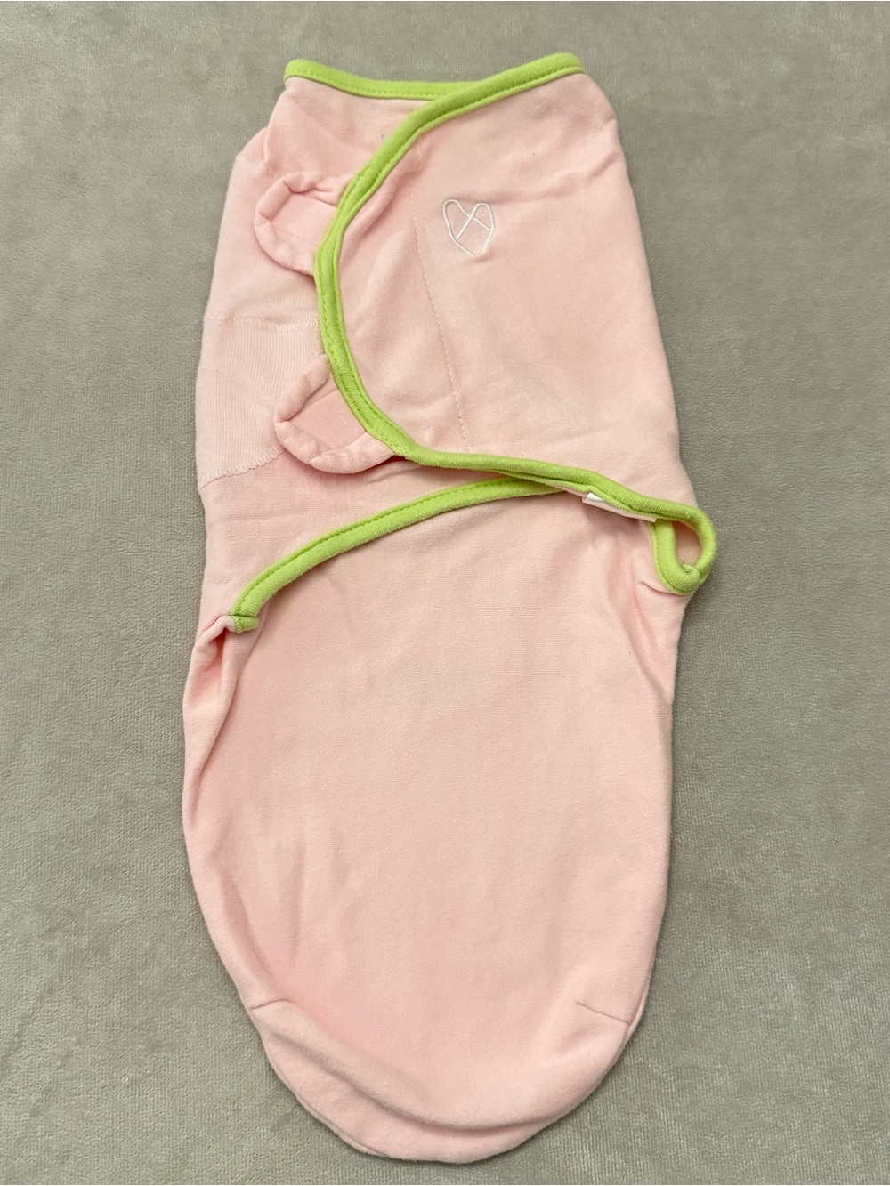 SwaddleMe Small Pink Baby Swaddle Wrap Green Trim Cotton Sleep Sack Infant VGUC
